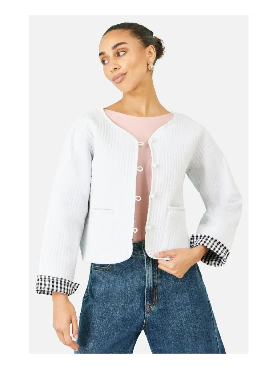 Женское стеганое хлопковое пальто-куртка с реверсивным дизайном, модель Reversible Cotton Quilted — изображение 1 из 5, белый