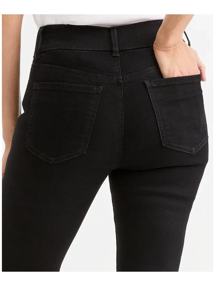 Джинсы клеш с высокой посадкой Shaping Flare High-Rise Pull-On Style & Co — изображение 5 из 6, черный