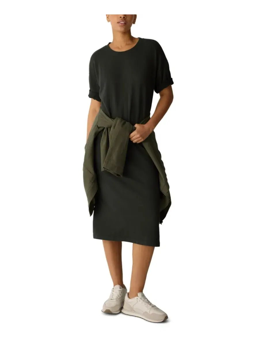 Платье свободного кроя с боковыми разрезами Eileen Fisher — изображение 1 из 4, водорослевый