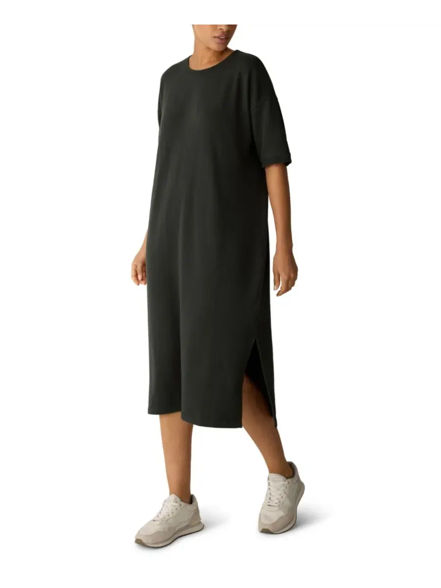 Платье свободного кроя с боковыми разрезами Eileen Fisher — изображение 2 из 4, водорослевый