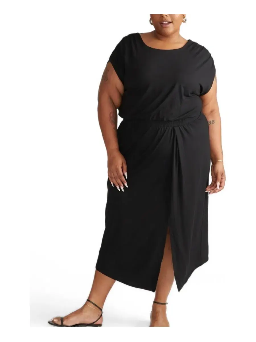 Платье миди с драпировкой Havana Divine Jersey Plus Size Universal Standard — изображение 1 из 3, черный
