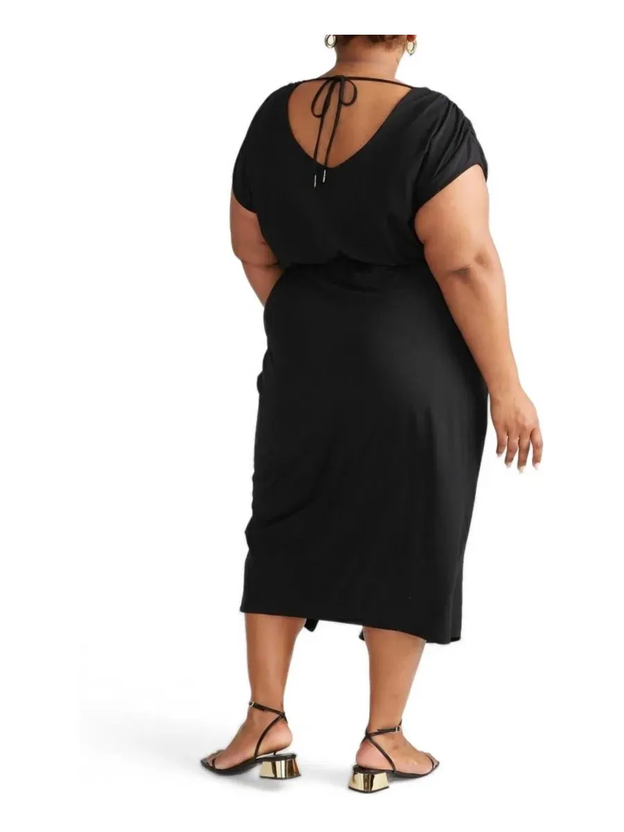 Платье миди с драпировкой Havana Divine Jersey Plus Size Universal Standard — изображение 2 из 3, черный