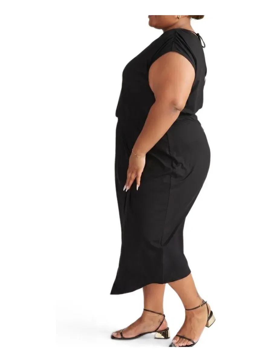 Платье миди с драпировкой Havana Divine Jersey Plus Size Universal Standard — изображение 3 из 3, черный