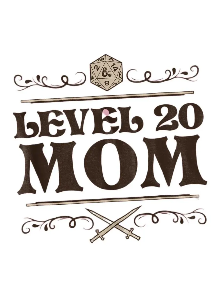 Футболка с принтом Level 20 Mom D&D — изображение 2 из 3, розовый