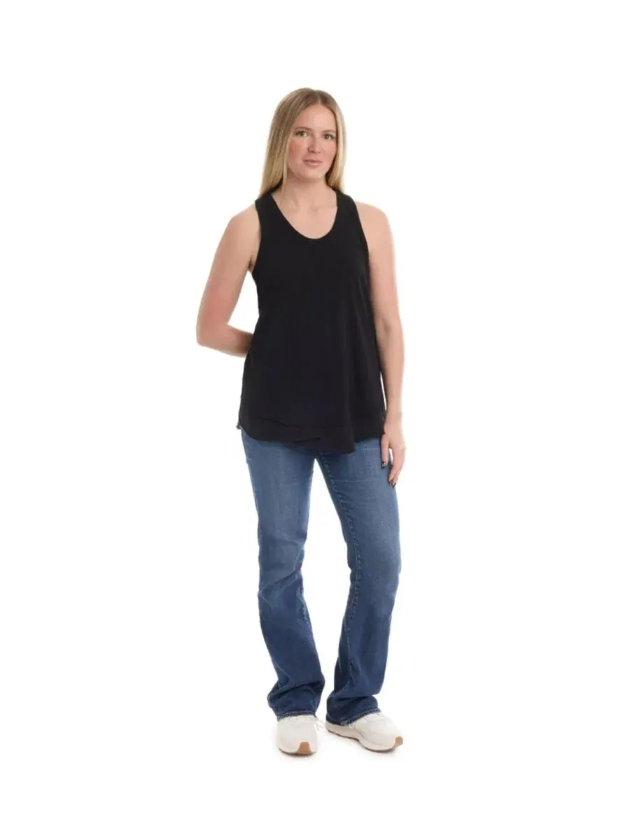 Женский топ с изогнутым подолом и двойным слоем, модель Shrunken Mock Hem Shirttail WILT — изображение 2 из 5, черный