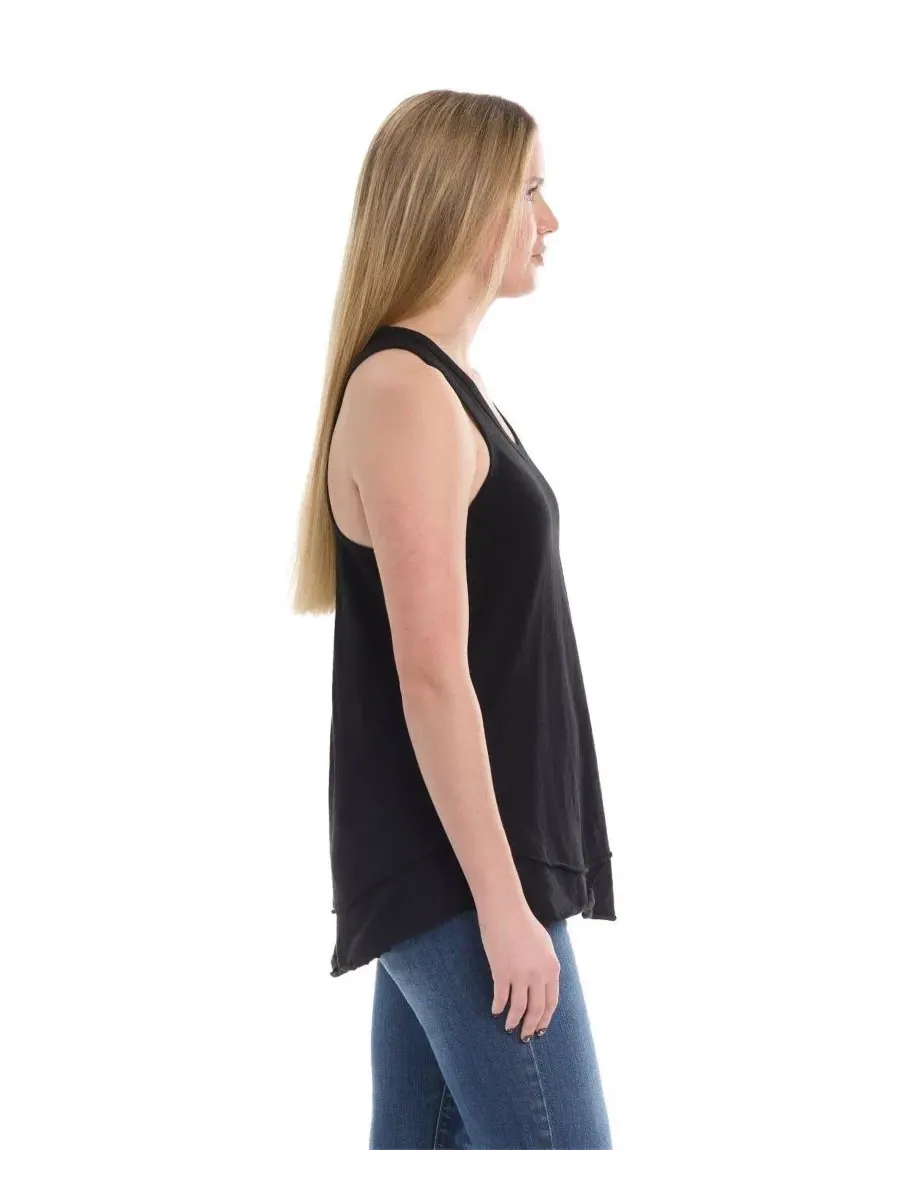 Женский топ с изогнутым подолом и двойным слоем, модель Shrunken Mock Hem Shirttail WILT — изображение 3 из 5, черный