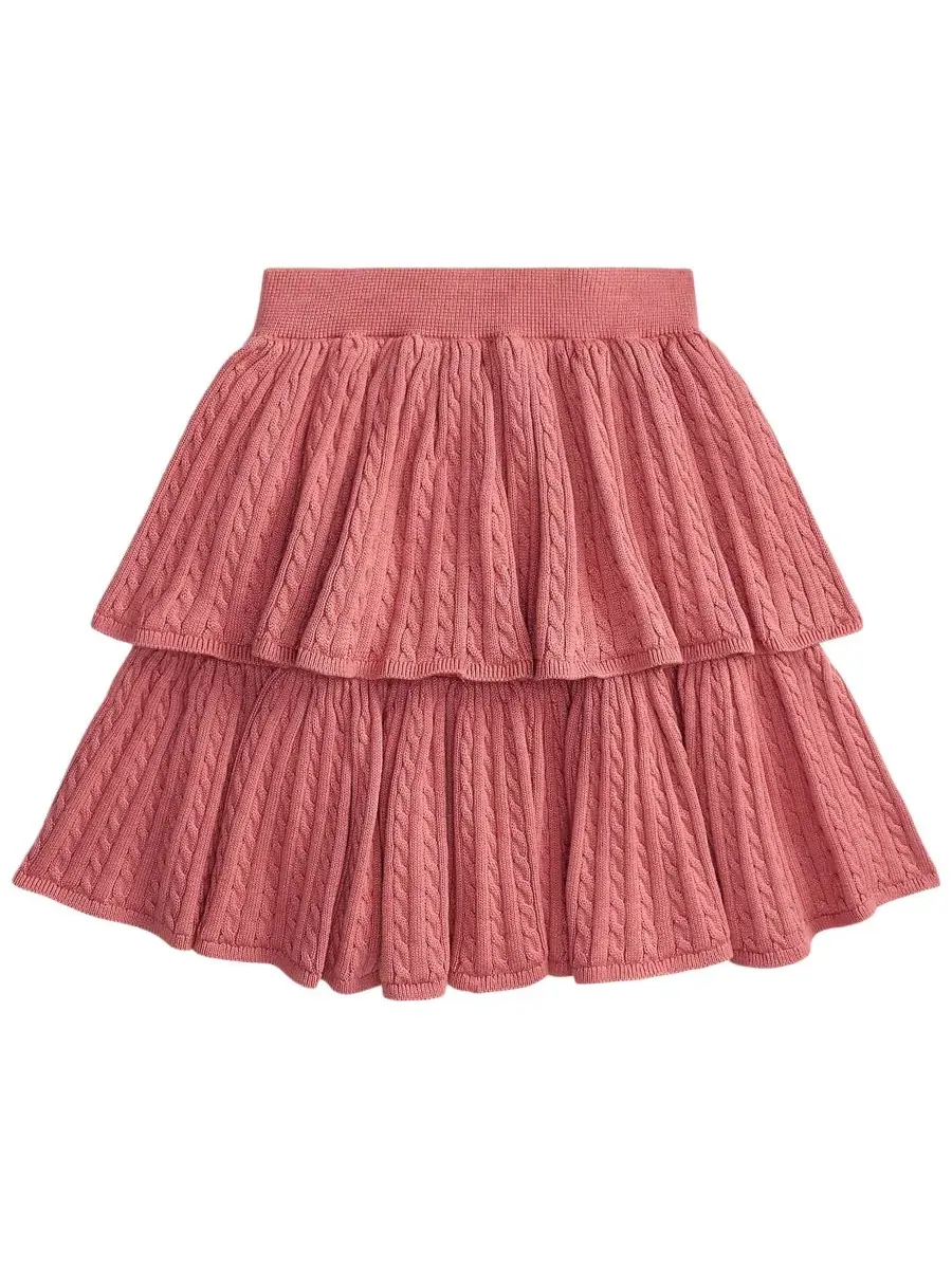 Юбка из хлопка с ярусным кроем и мини-косичкой Mini-Cable Tiered Polo Ralph Lauren — 2