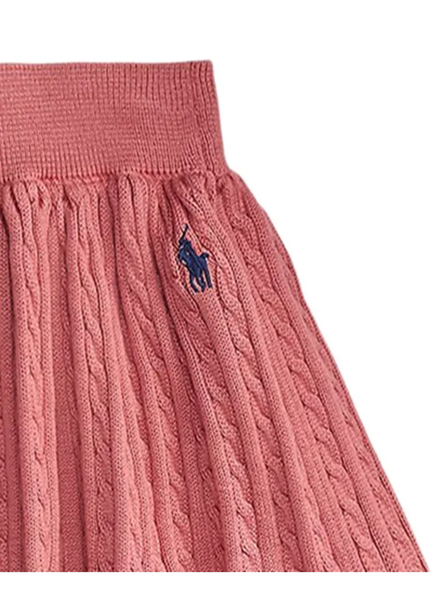 Юбка из хлопка с ярусным кроем и мини-косичкой Mini-Cable Tiered Polo Ralph Lauren — 3