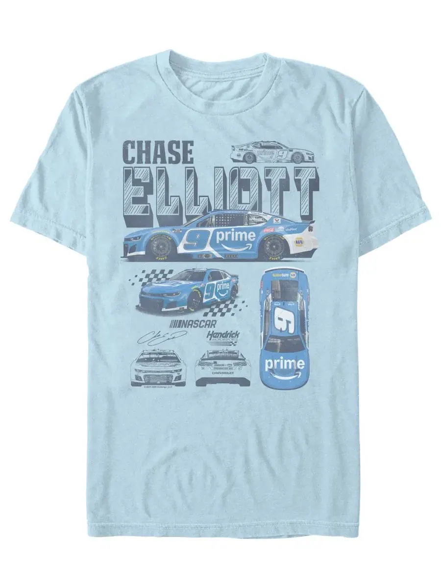 Футболка с длинным рукавом с графическим принтом NASCAR Chase Elliott No. 9 Fifth Sun — изображение 1 из 3, светлый синий