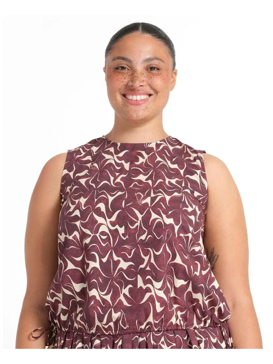 Топ без рукавов с регулируемой завязкой, модель Brinley Tie-Hem Print ESTELLE