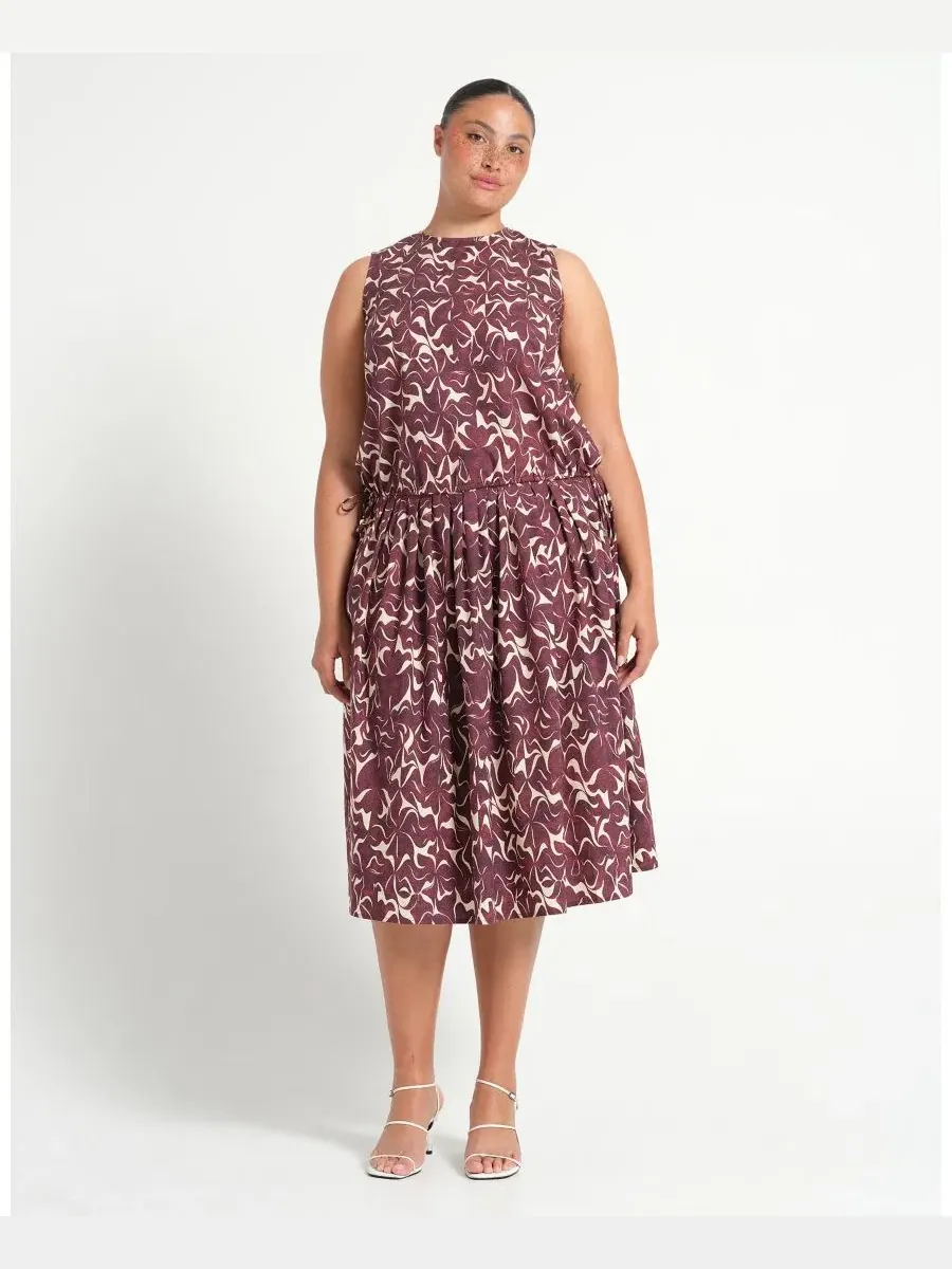 Топ без рукавов с регулируемой завязкой, модель Brinley Tie-Hem Print ESTELLE — изображение 5 из 6, орхидейный