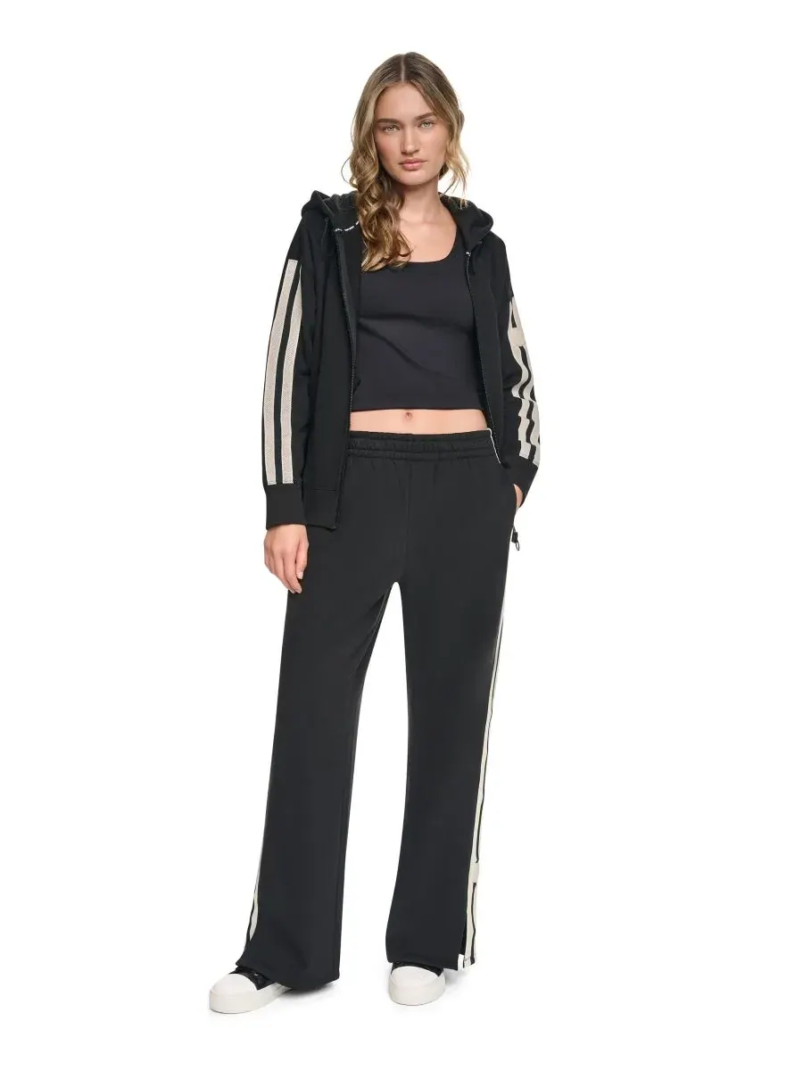 Спортивные брюки прямого кроя с текстурированной лентой DKNY Sport — изображение 2 из 5, черный