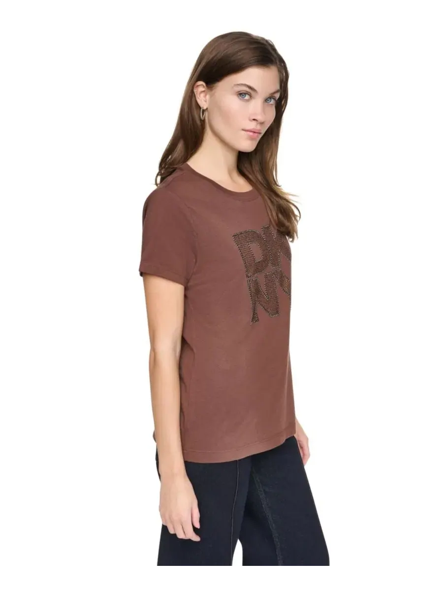Футболка с коротким рукавом и вырезом-лодочкой, с принтом DKNY Jeans — изображение 3 из 4, вишневый черный дымчатый