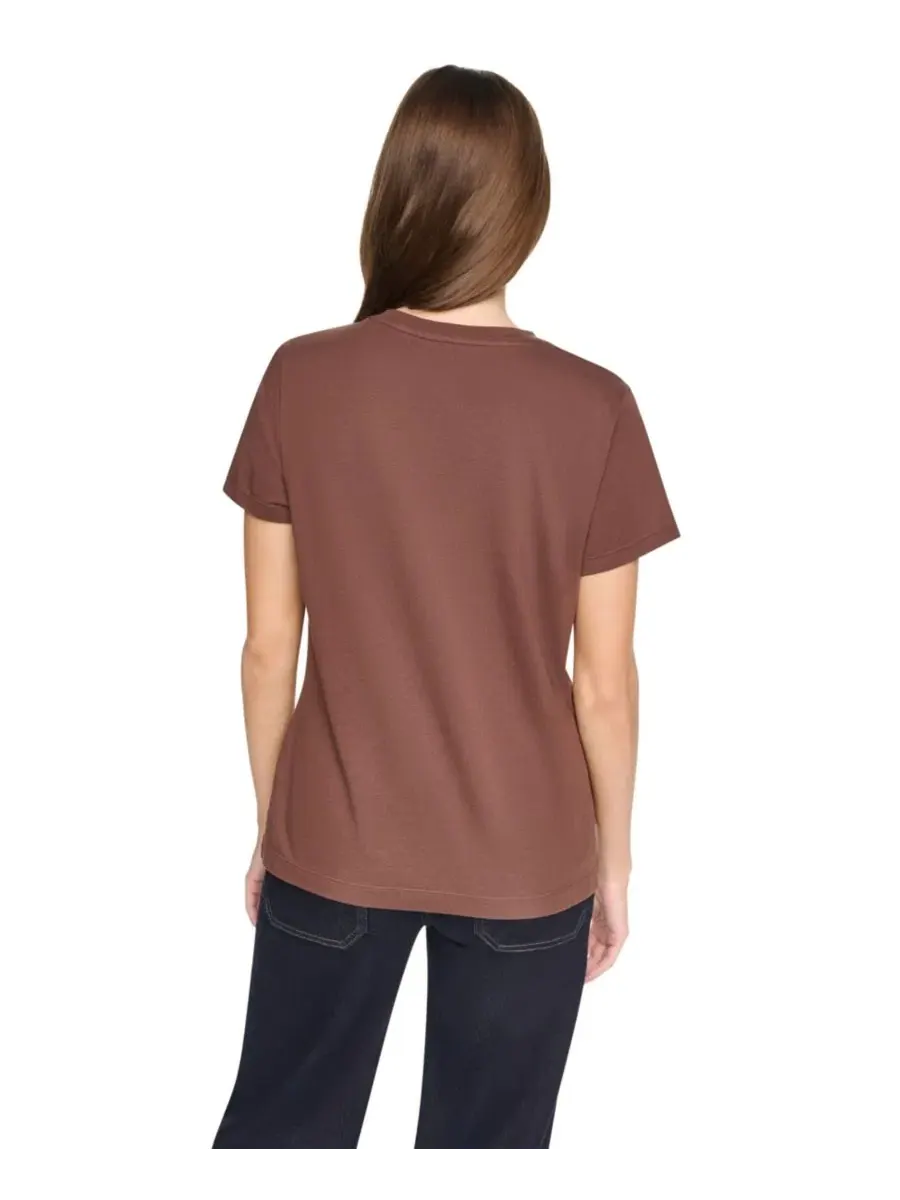 Футболка с коротким рукавом и вырезом-лодочкой, с принтом DKNY Jeans — изображение 4 из 4, вишневый черный дымчатый