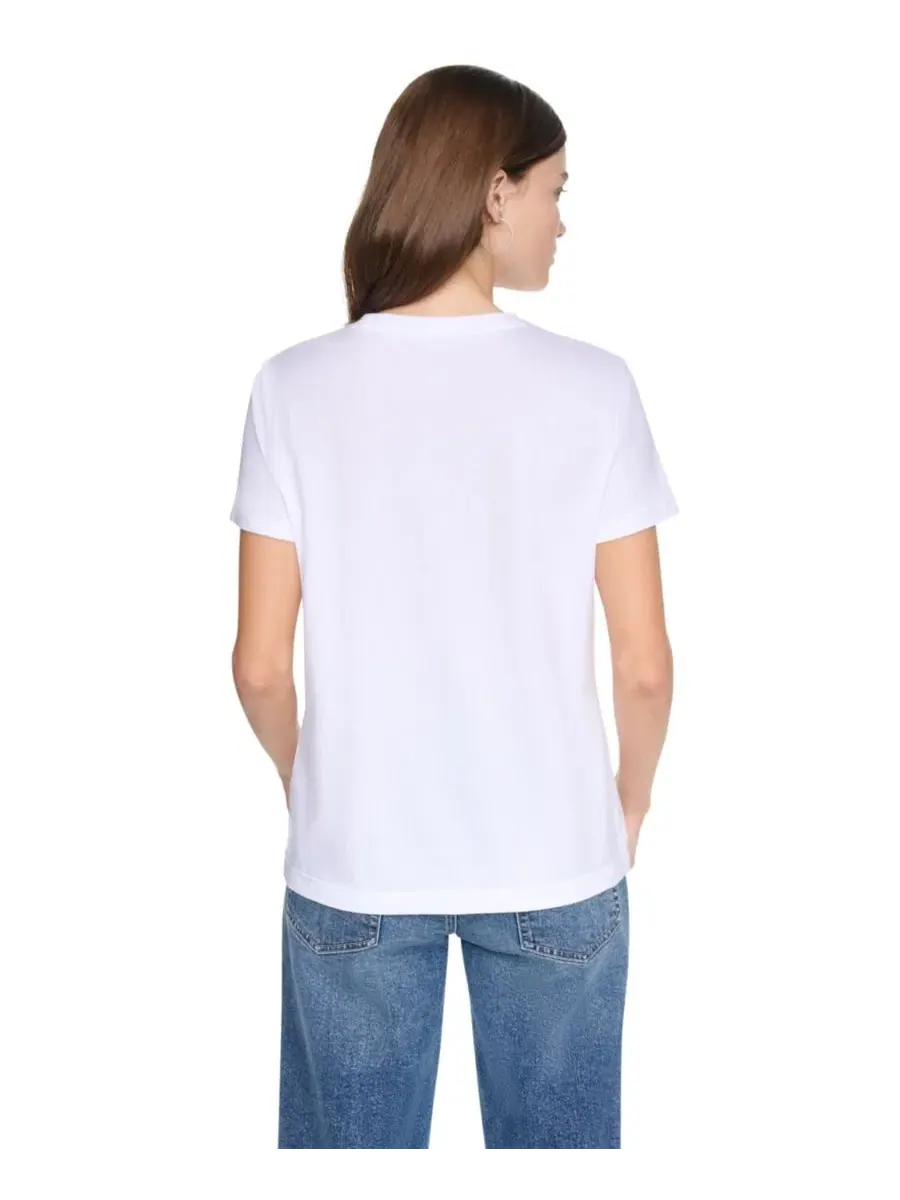 Футболка с коротким рукавом и круглым вырезом с принтом из страз - DKNY Jeans — изображение 4 из 4, белый/черный прозрачный