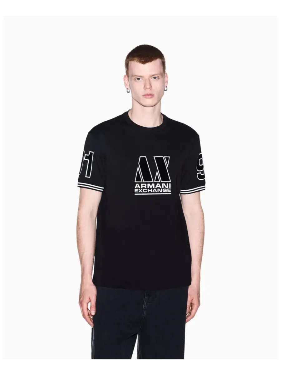 Футболка с принтом Multi Badge A|X Armani Exchange — изображение 1 из 8, черный