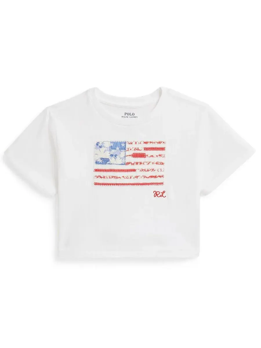 Детская футболка свободного кроя с цветочным принтом и флажком, размер 2-6X Polo Ralph Lauren