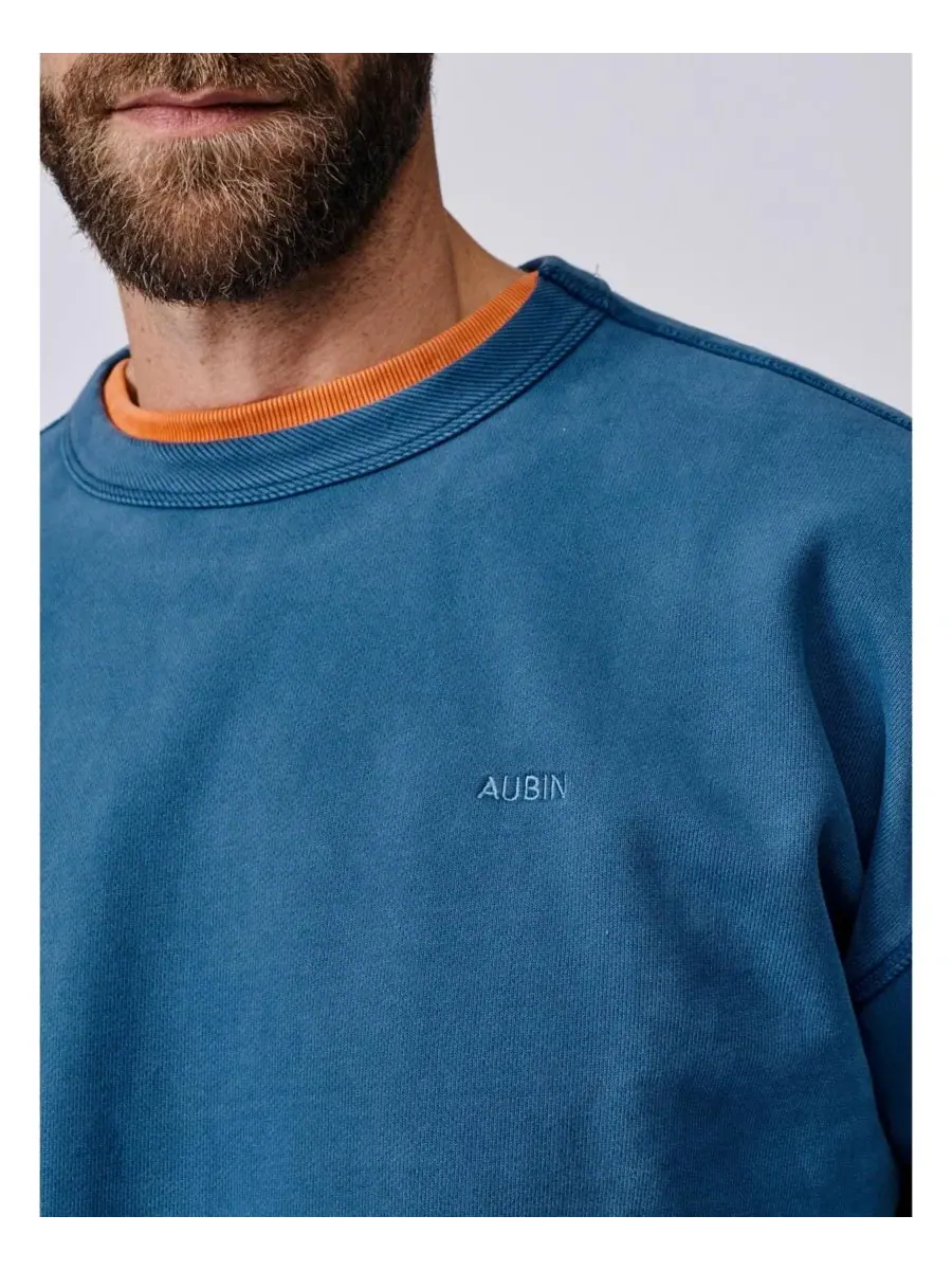 Мужской свитшот с круглым вырезом и свободным кроем Brandon Aubin, Washed Cobalt — изображение 4 из 6