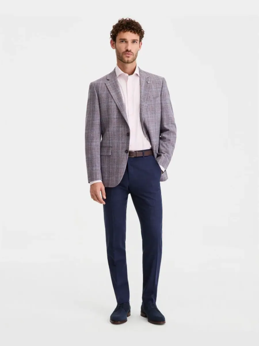 Ted Baker Мужской пиджак в фиолетовую клетку, современный крой — изображение 2 из 5, розовый