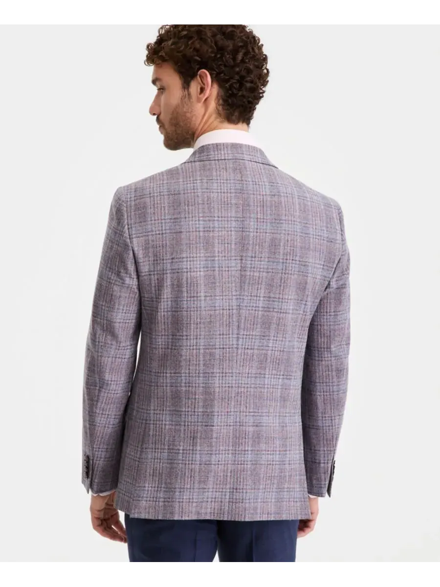 Ted Baker Мужской пиджак в фиолетовую клетку, современный крой — изображение 4 из 5, розовый
