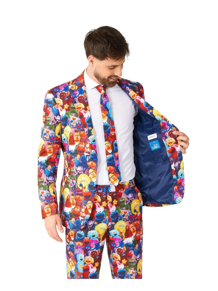 OppoSuits Официальный мужской костюм "Улица Сезам" - приталенный крой - разноцветный — изображение 3 из 7, мульти