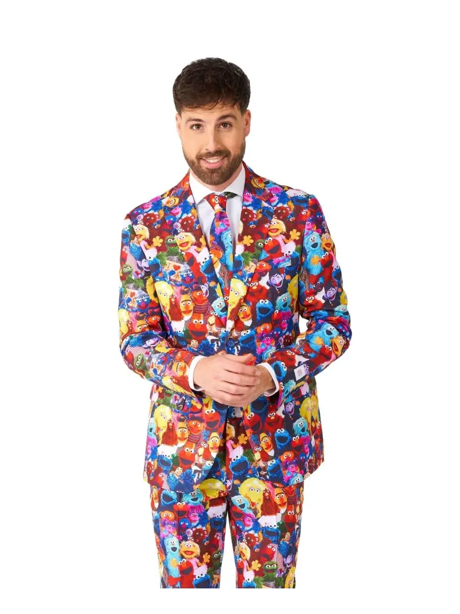 OppoSuits Официальный мужской костюм "Улица Сезам" - приталенный крой - разноцветный — изображение 6 из 7, мульти