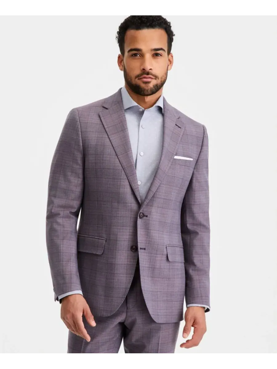 Ted Baker Мужской костюм современного кроя в фиолетовую клетку, состоящий из двух частей: пиджака и