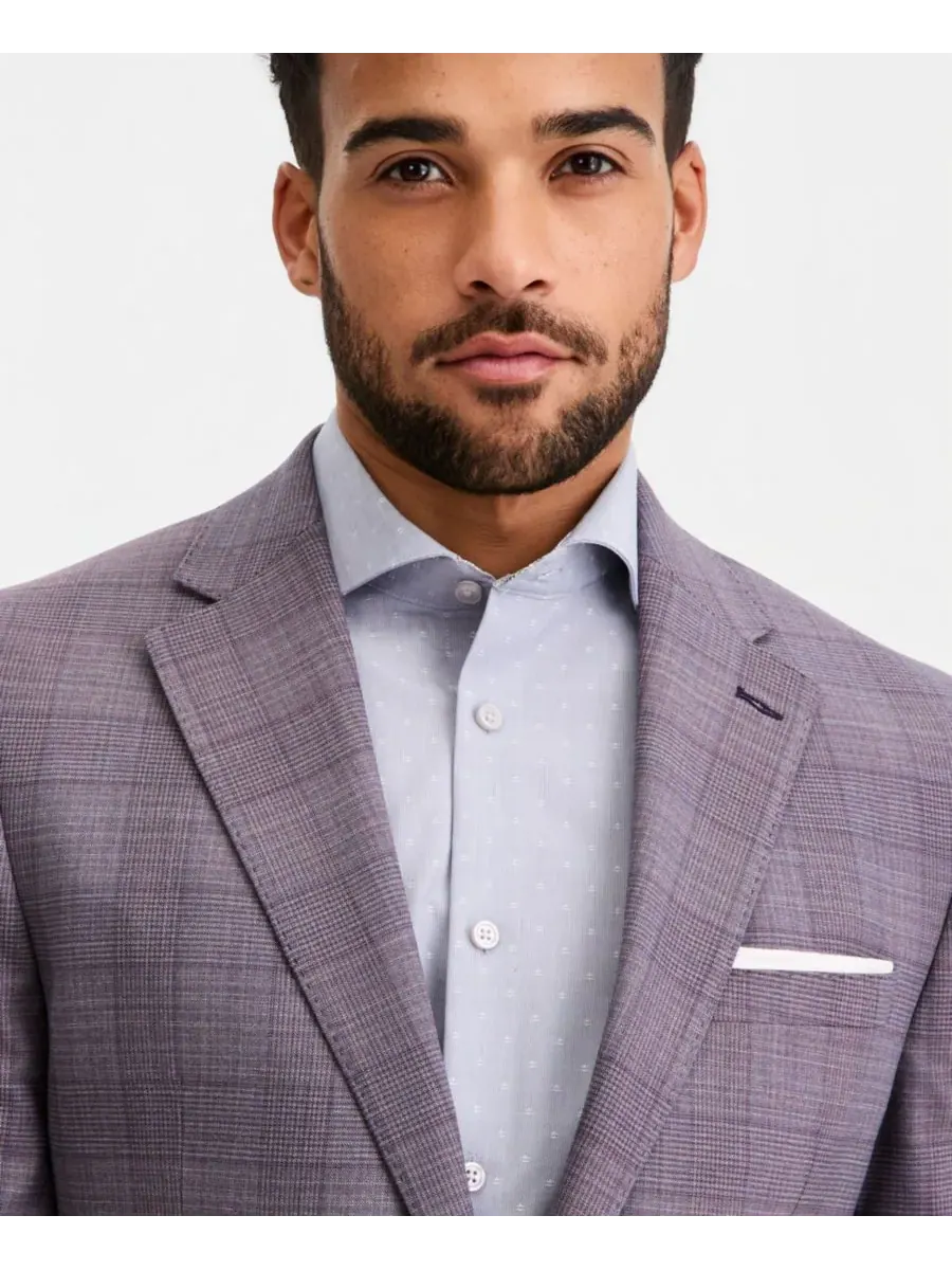 Ted Baker Мужской костюм современного кроя в фиолетовую клетку, состоящий из двух частей: пиджака и — изображение 3 из 5