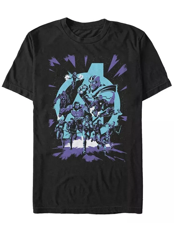 Мужская футболка с коротким рукавом Marvel Avengers Endgame Group Shot Comic Logo Fifth Sun — изображение 1 из 1, черный