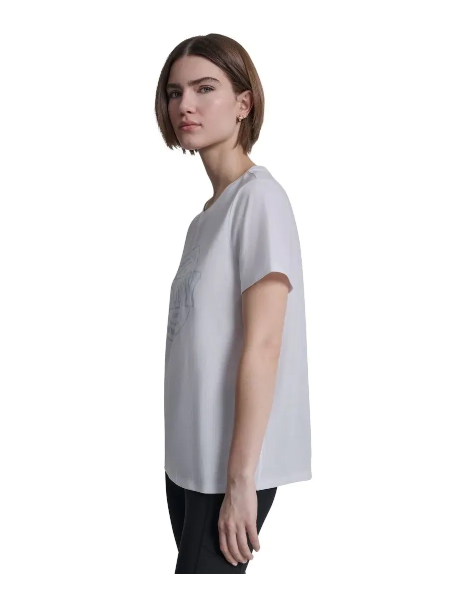 Женская футболка с логотипом университетской медали DKNY Sport — изображение 3 из 5, белый