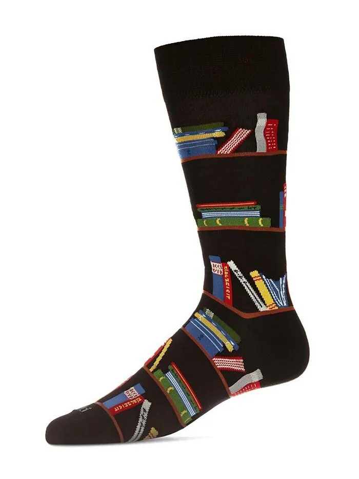 Мужские носки Bibliophile Rayon from Bamboo Novelty Crew Socks MeMoi — изображение 1 из 3, черный