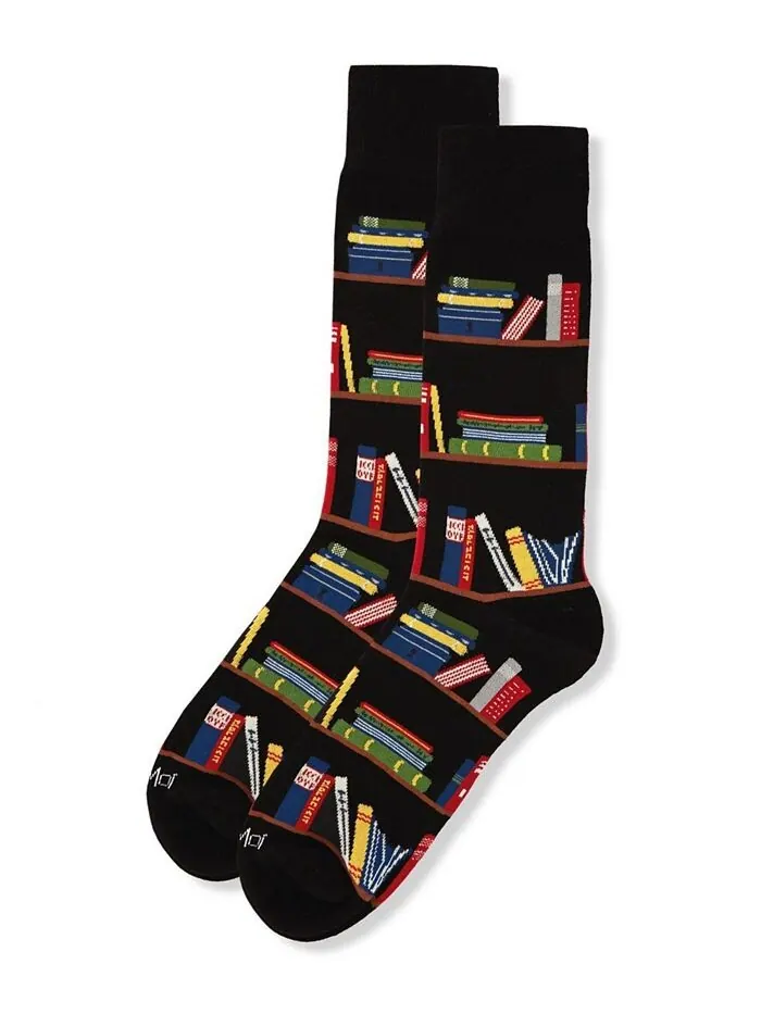 Мужские носки Bibliophile Rayon from Bamboo Novelty Crew Socks MeMoi — изображение 3 из 3, черный