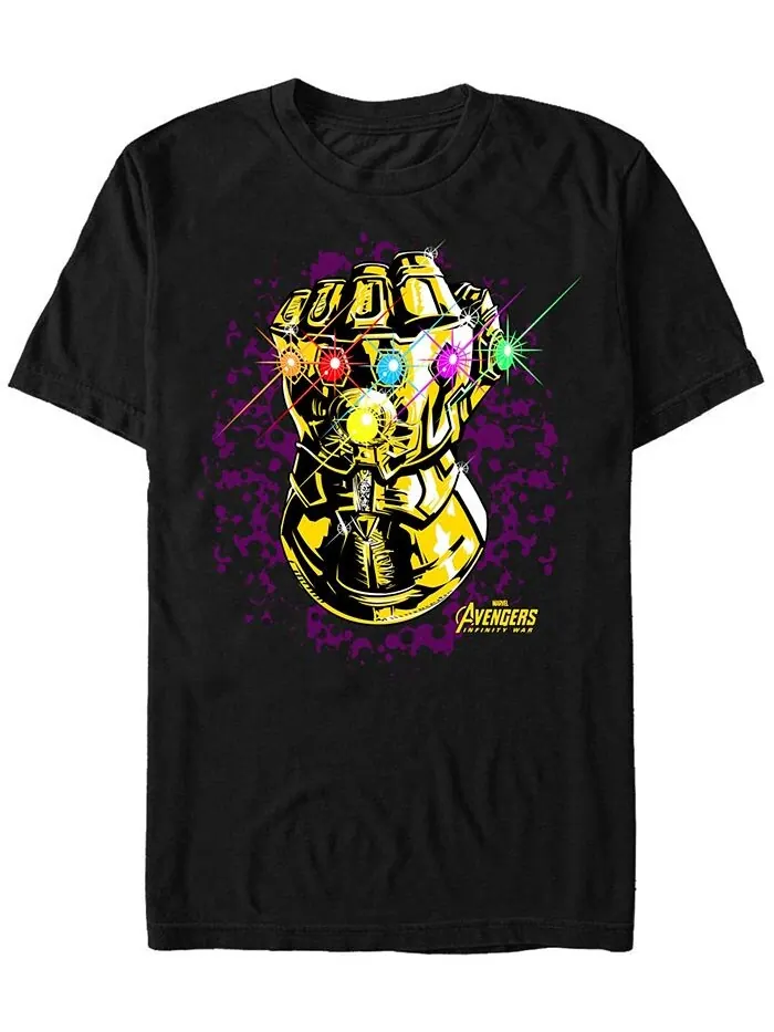 Мужская футболка с короткими рукавами Marvel Avengers Infinity War фиолетового цвета с брызгами — изображение 1 из 1, черный