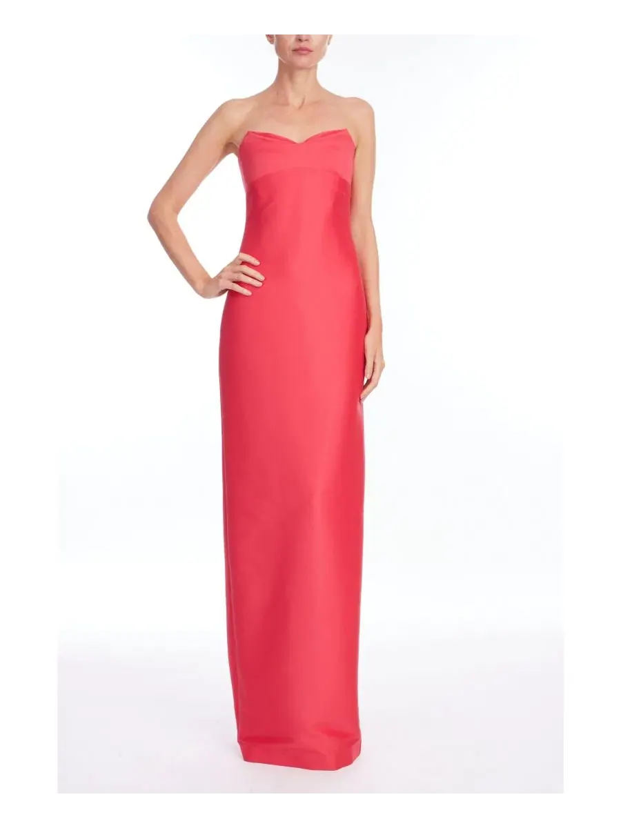 Женское платье-футляр без бретелей из ткани микадо с отворотом Badgley Mischka