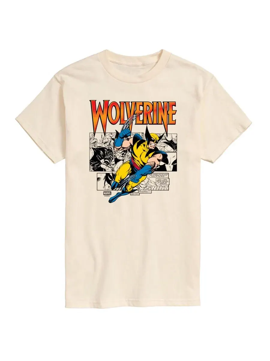 Мужская футболка с коротким рукавом и графическим принтом Marvel Wolverine Comic Pop Airwaves — изображение 1 из 3, бежевый