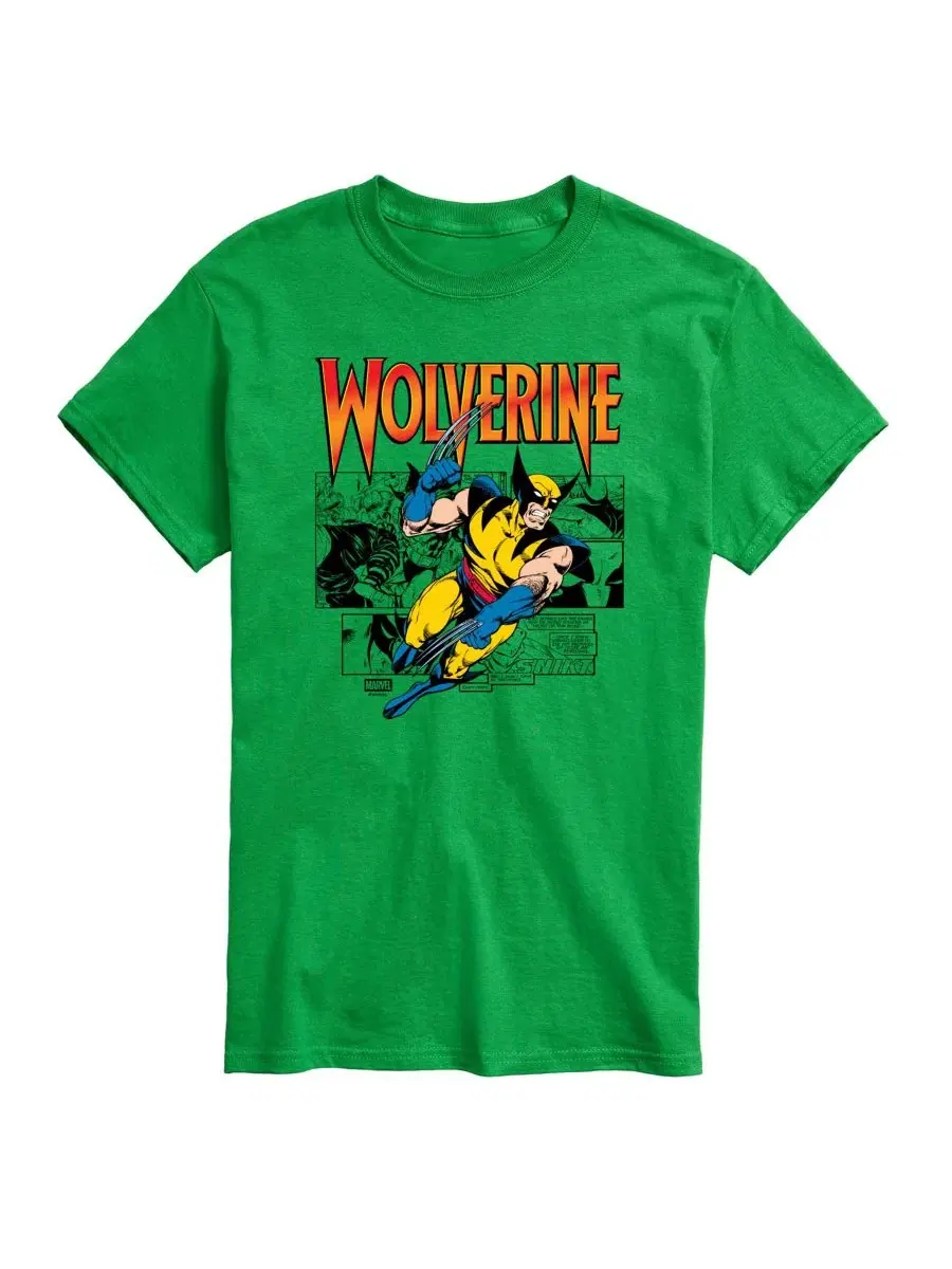 Мужская футболка с коротким рукавом и графическим принтом Marvel Wolverine Comic Pop Airwaves — изображение 1 из 3, зеленый