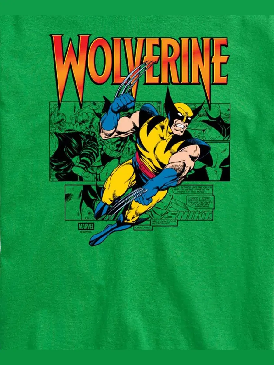 Мужская футболка с коротким рукавом и графическим принтом Marvel Wolverine Comic Pop Airwaves — изображение 3 из 3, зеленый