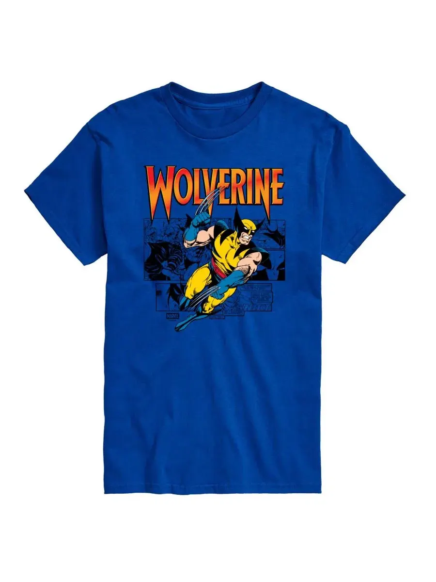Мужская футболка с коротким рукавом и графическим принтом Marvel Wolverine Comic Pop Airwaves — изображение 1 из 3, синий