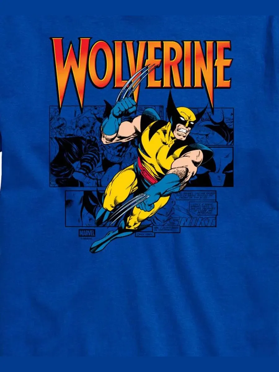Мужская футболка с коротким рукавом и графическим принтом Marvel Wolverine Comic Pop Airwaves — изображение 3 из 3, синий