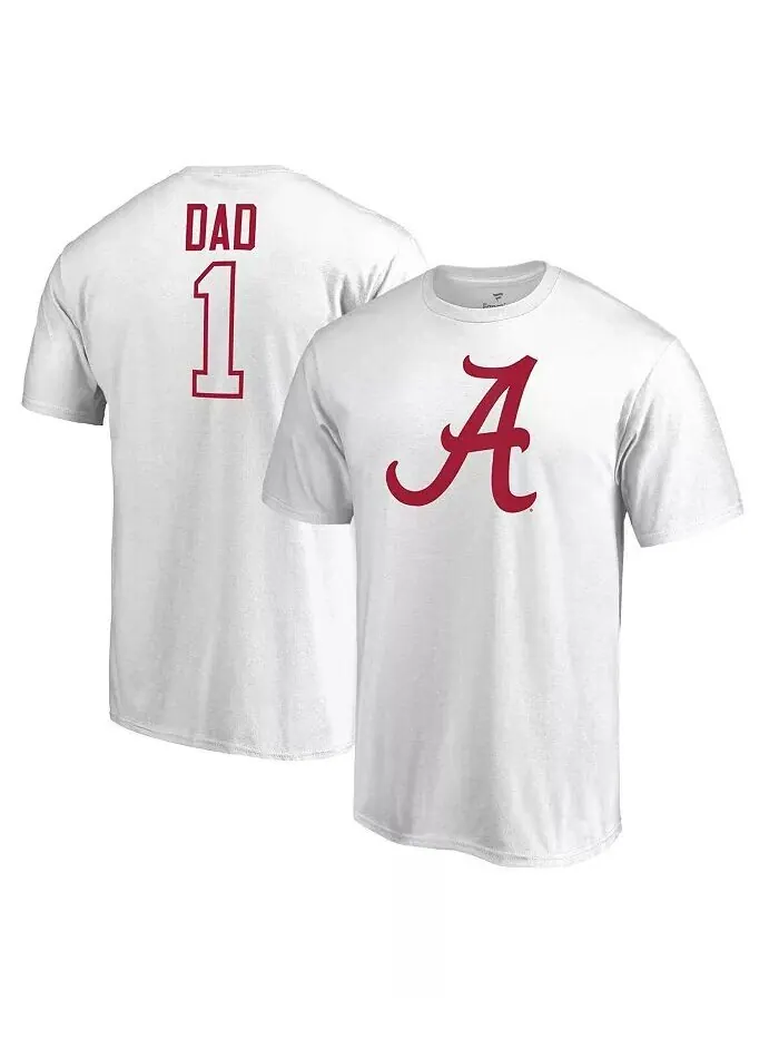 Мужская белая футболка Alabama Crimson Tide #1 Dad Fanatics — изображение 1 из 3, белый