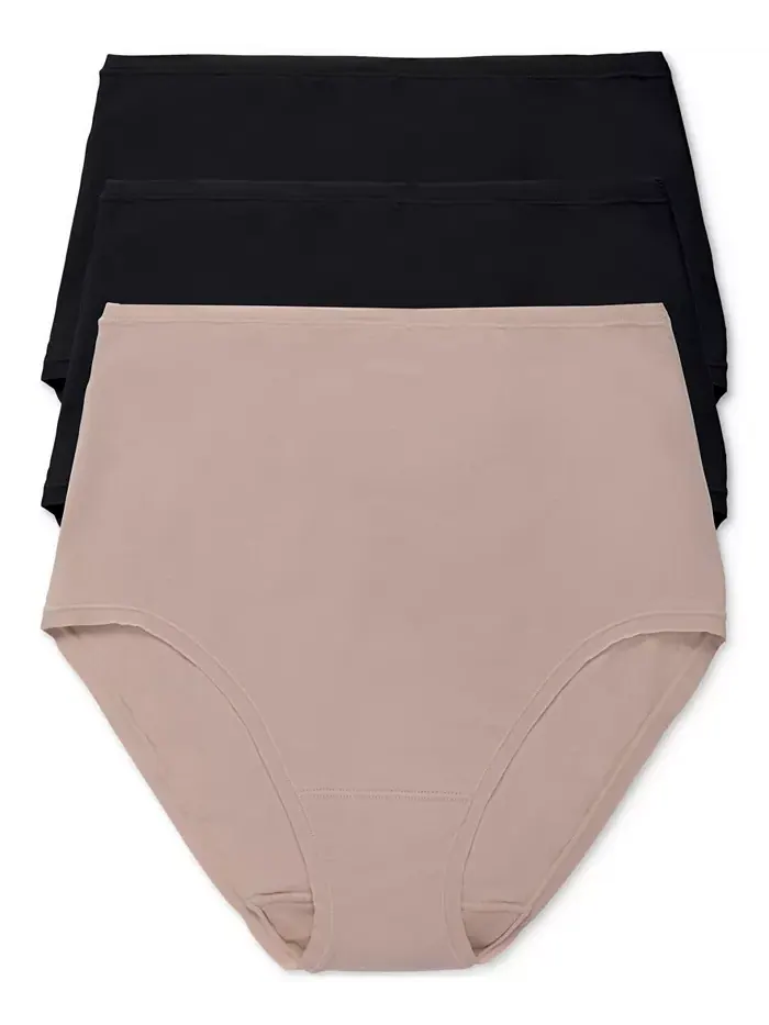 Женские хлопковые трусы с высокой посадкой Bliss Bare, 3 шт. 778346MP Natori — изображение 1 из 4, черный/черный