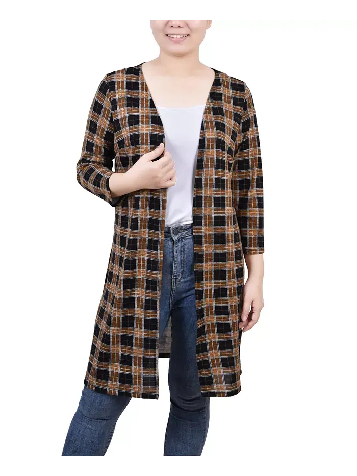 Женский вязаный кардиган с рукавом 3/4 NY Collection — изображение 1 из 3, золотистый черный белый