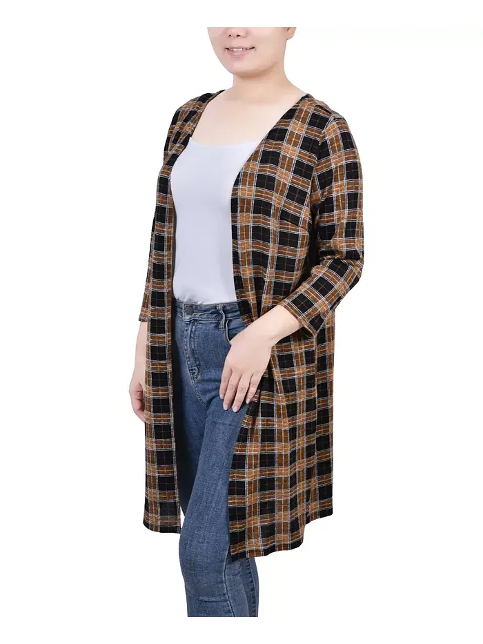 Женский вязаный кардиган с рукавом 3/4 NY Collection — изображение 3 из 3, золотистый черный белый