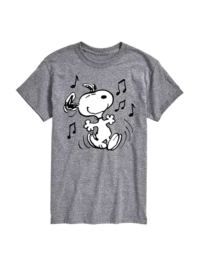 Мужская футболка с коротким рукавом Peanuts Snoopy Dancing Music AIRWAVES — изображение 1 из 3, серый