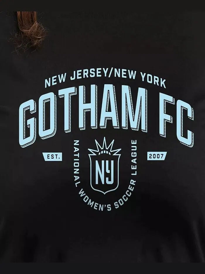 Футболка большого размера Trendy NY NJ Gotham FC с круглым вырезом и графическим принтом Hybrid — изображение 3 из 3, черный