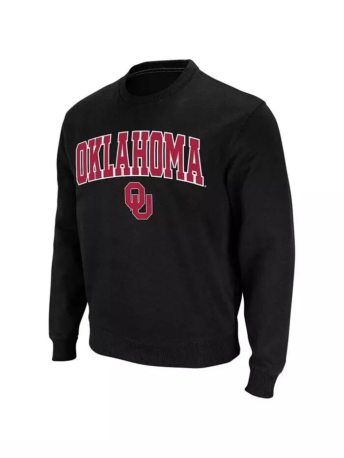 Мужская толстовка Oklahoma Sooners Arch & Logo с круглым вырезом Colosseum — изображение 2 из 7, черный
