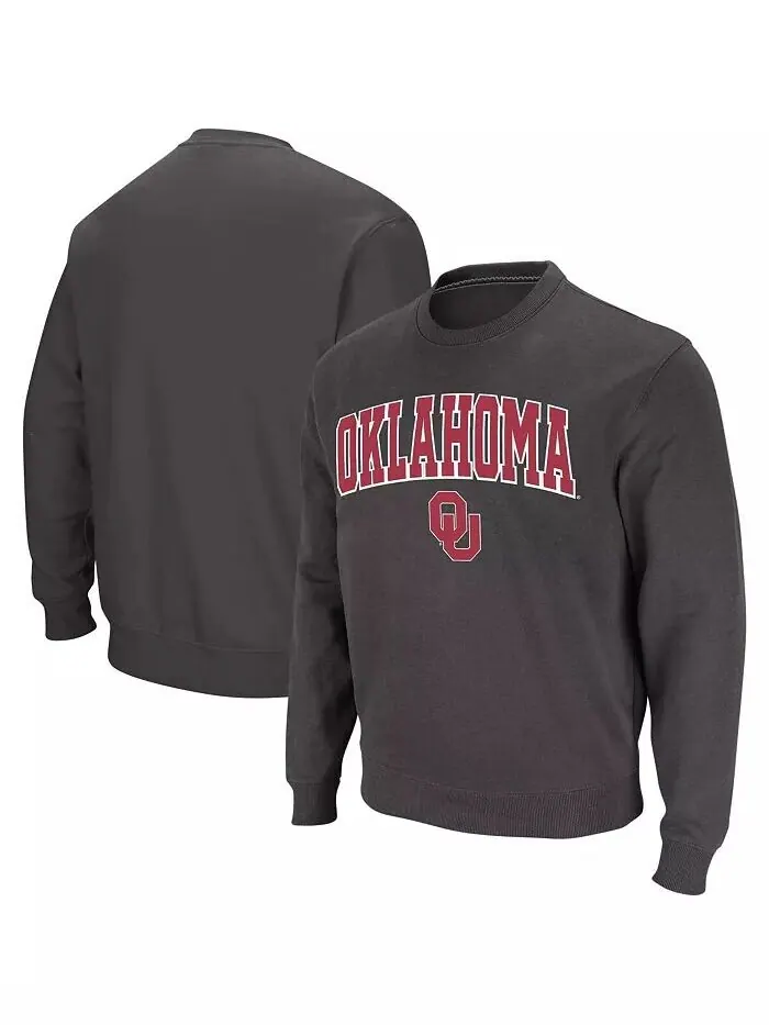 Мужская толстовка Oklahoma Sooners Arch & Logo с круглым вырезом Colosseum — изображение 1 из 7, темно-серый
