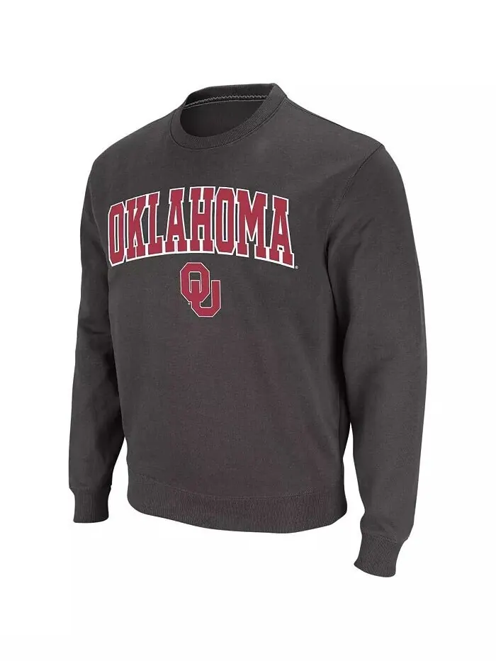 Мужская толстовка Oklahoma Sooners Arch & Logo с круглым вырезом Colosseum — изображение 2 из 7, темно-серый