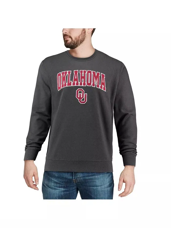 Мужская толстовка Oklahoma Sooners Arch & Logo с круглым вырезом Colosseum — изображение 4 из 7, темно-серый