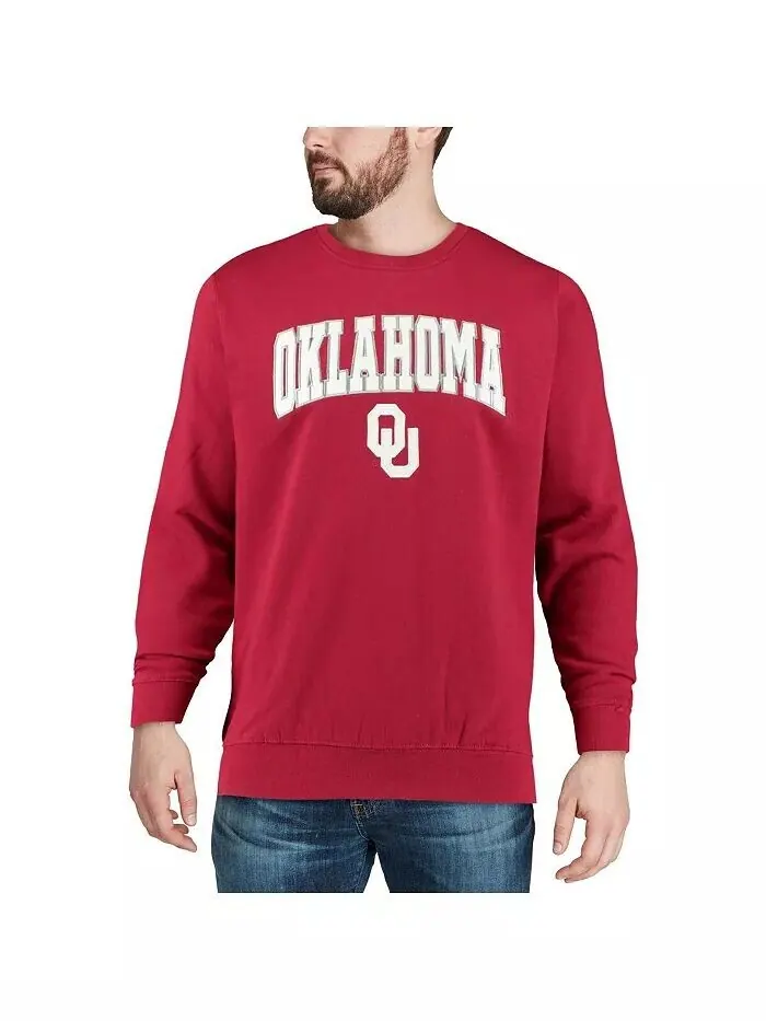 Мужская толстовка Oklahoma Sooners Arch & Logo с круглым вырезом Colosseum — изображение 4 из 7, красный
